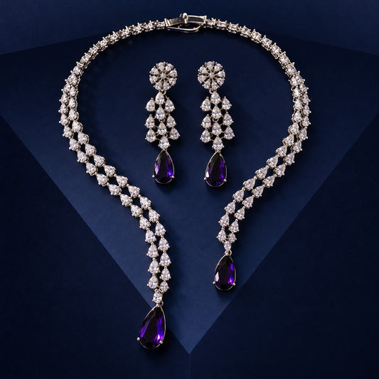 Teardrop Crystal Necklace Set