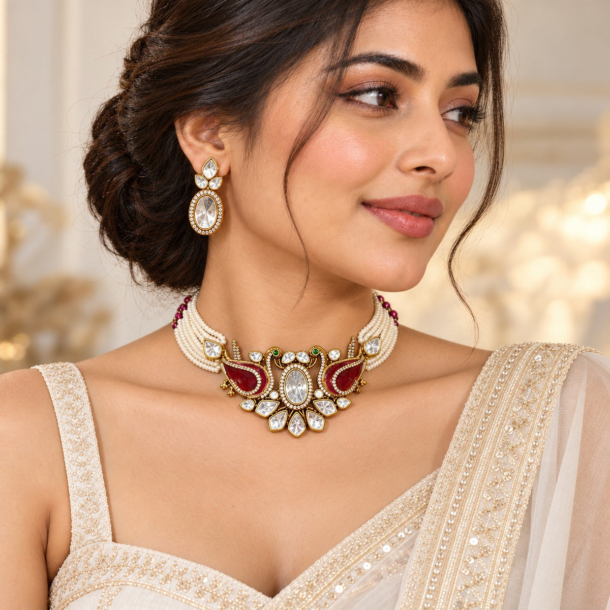Swan Kundan Choker Necklace