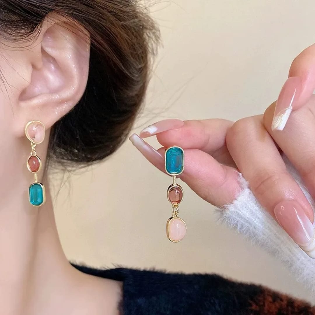 Multi Stone Drop Earrings