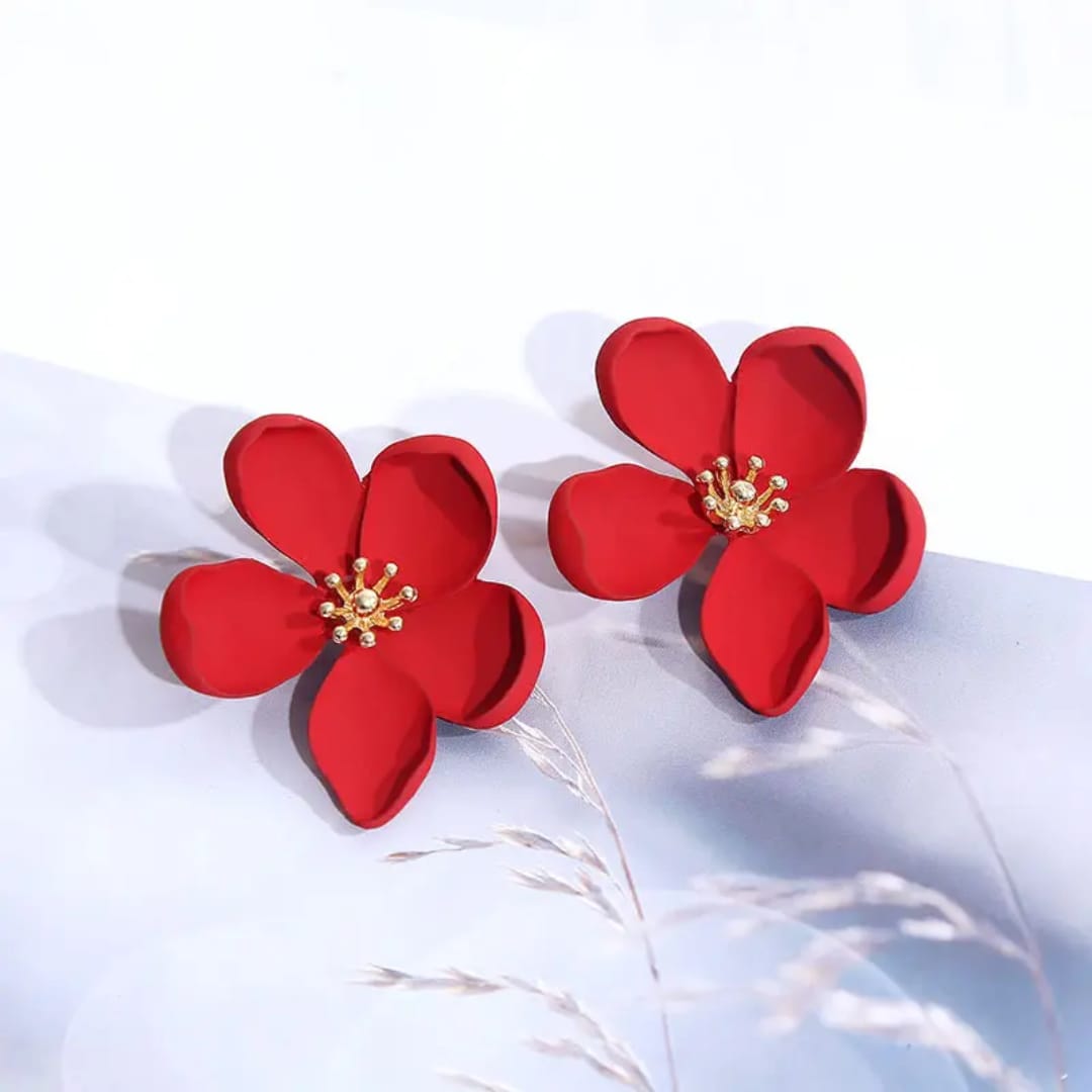 Red Flower Studs