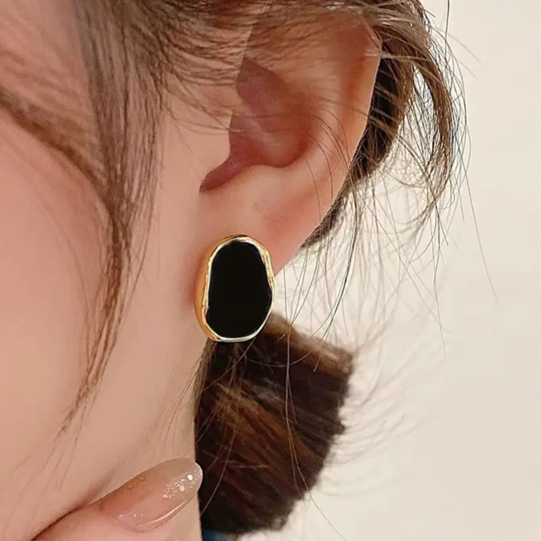 Black Stone Stud Earrings