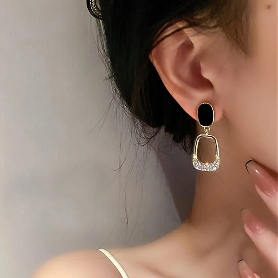 Black Stone Drop Earrings