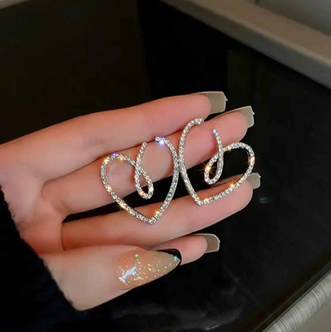 Crystal Heart Hoop Earrings
