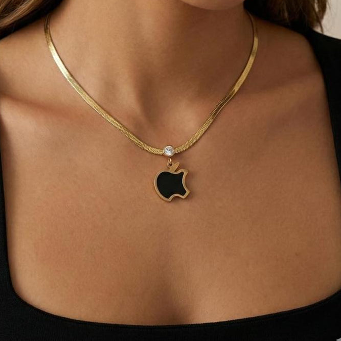 Black Apple Charm Necklace