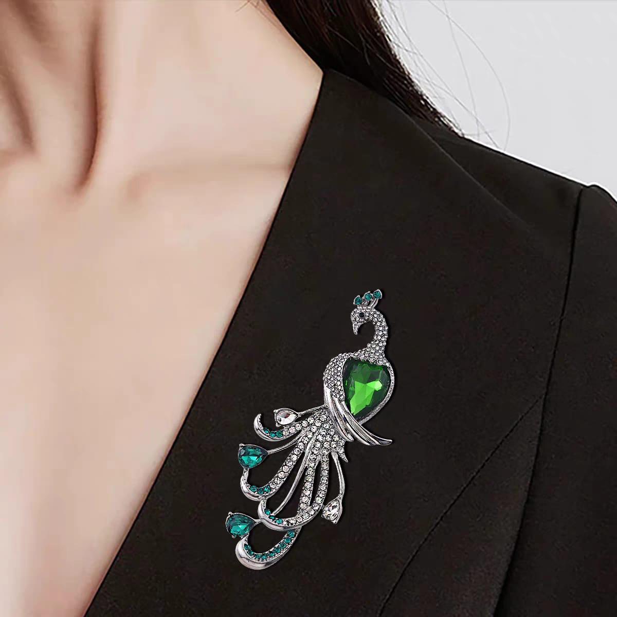 Peacock Crystal Brooch