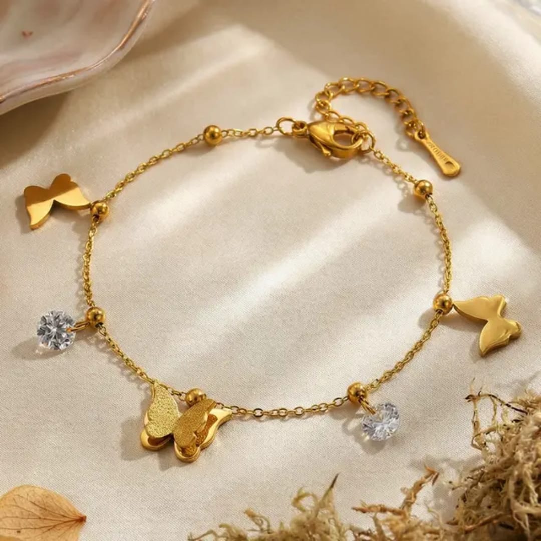 Golden Butterfly Charm Anklet