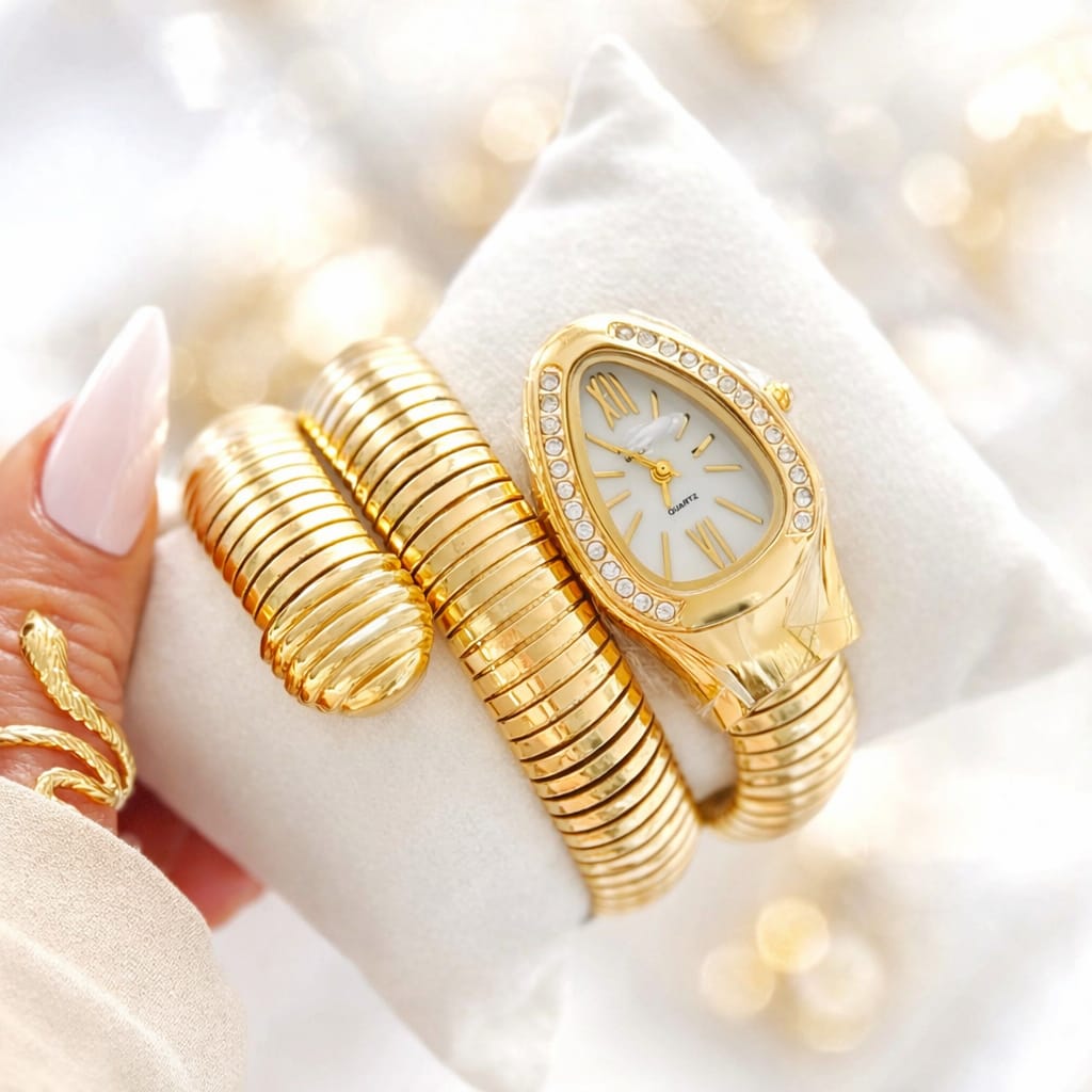Gold Spiral Cuff Watch