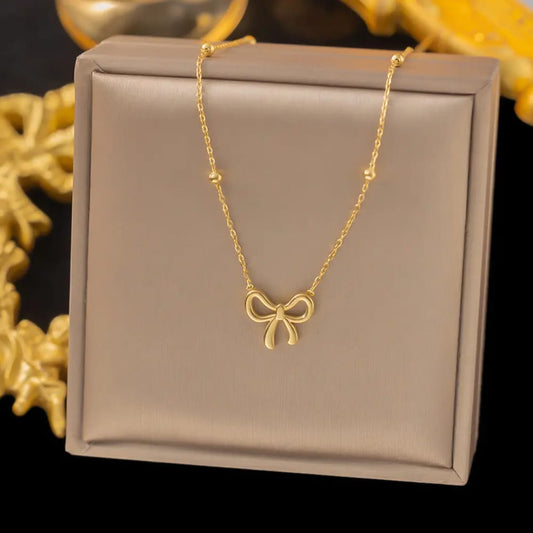 Gold Bow Necklace
