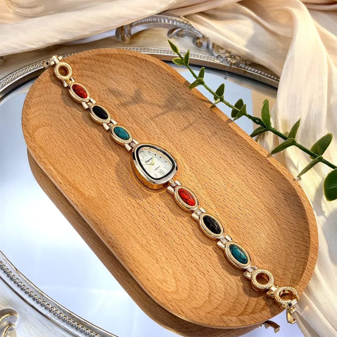 Oval Stone Designer Watch