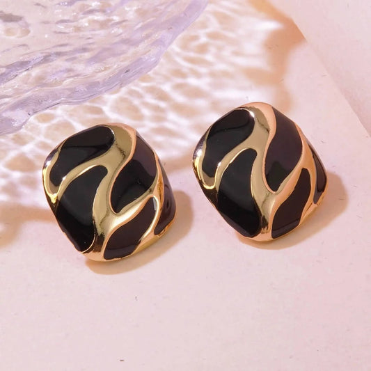 Wavy Enamel Stud Earrings