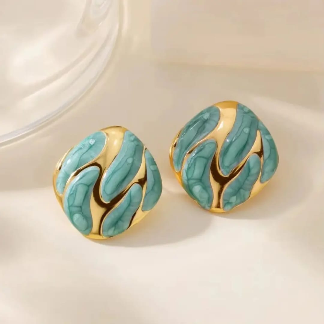 Wavy Enamel Stud Earrings