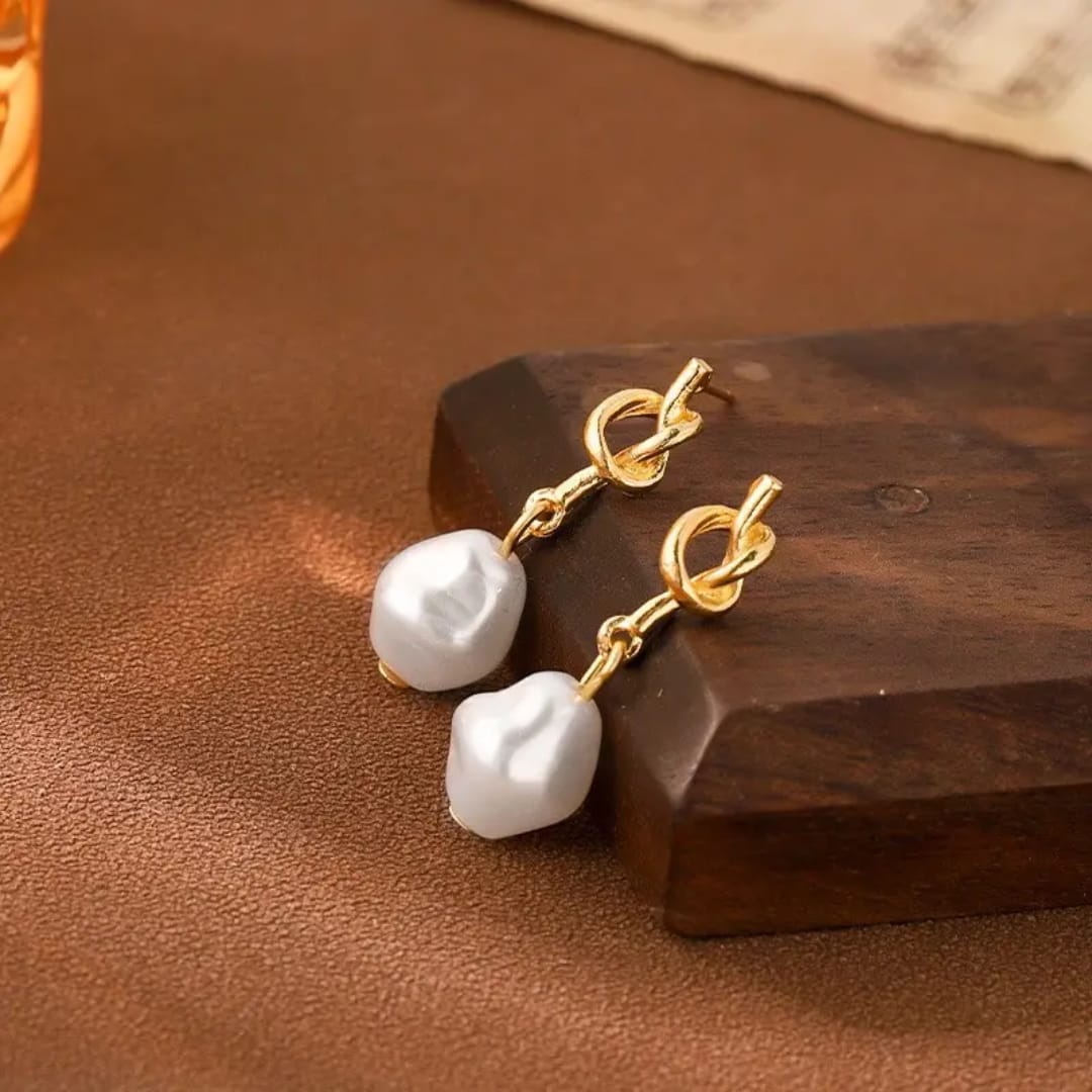 Pearl Knot Drop Earrings