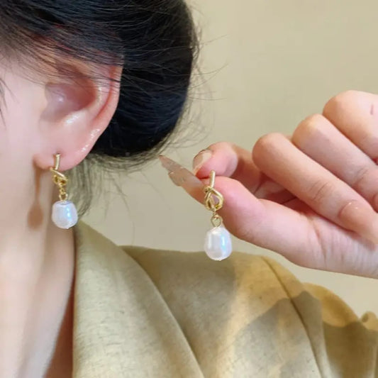 Pearl Knot Drop Earrings