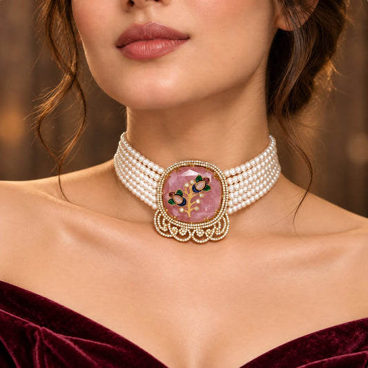 Floral Pearl Choker Set
