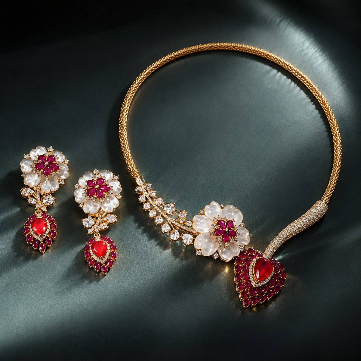 Kundan Floral Drop Necklace