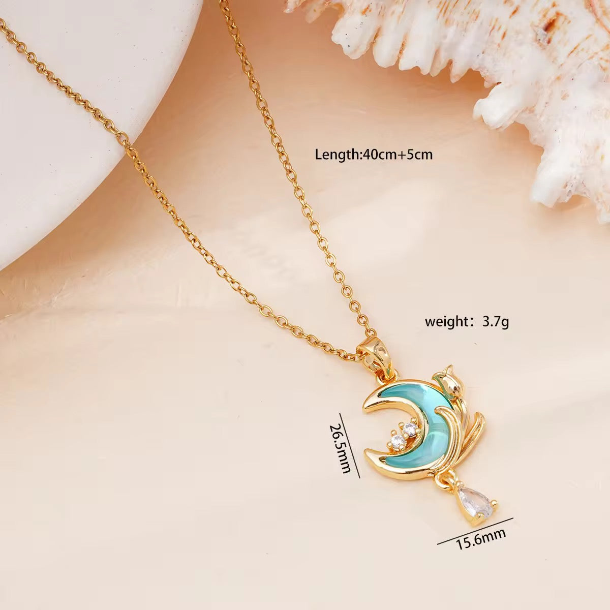 Moon Rose Drop Necklace