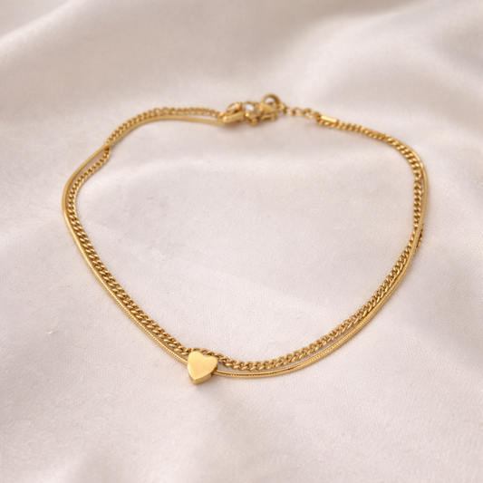 Minimal Heart Chain Anklet