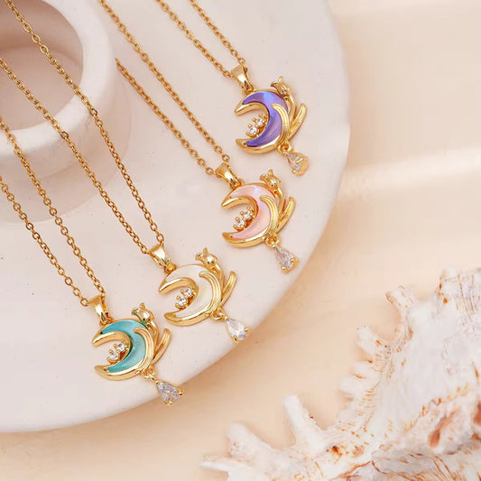 Moon Rose Drop Necklace