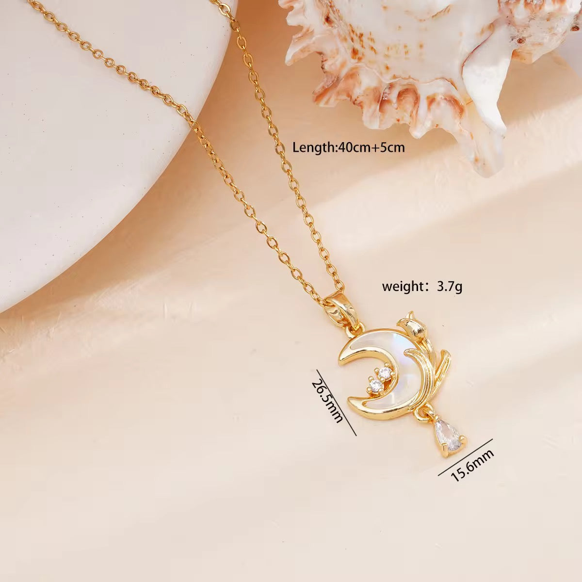 Moon Rose Drop Necklace